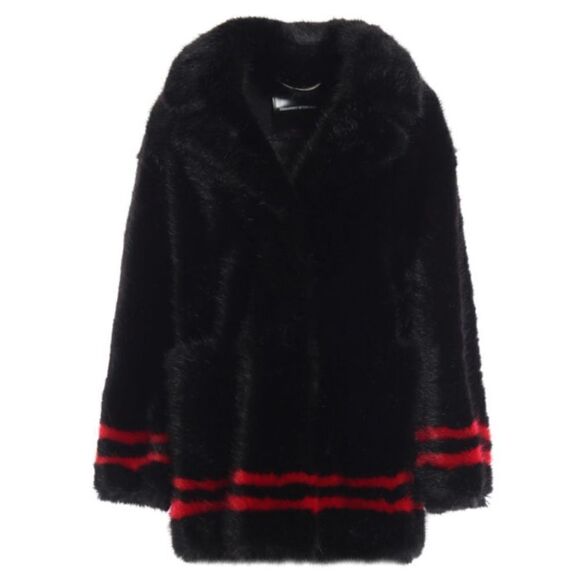 ERMANNO SCERVINO NEW Limited Rare Faux Fur Black short coat - Picture 3 of 16